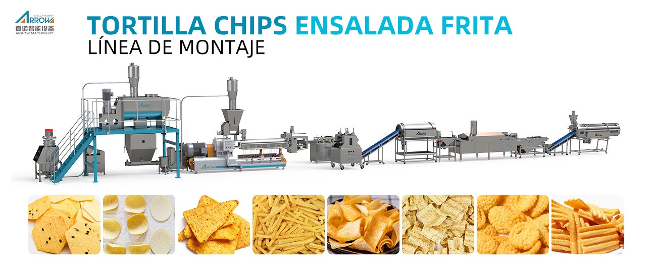 Línea de producción de snacks fritos semi expandida